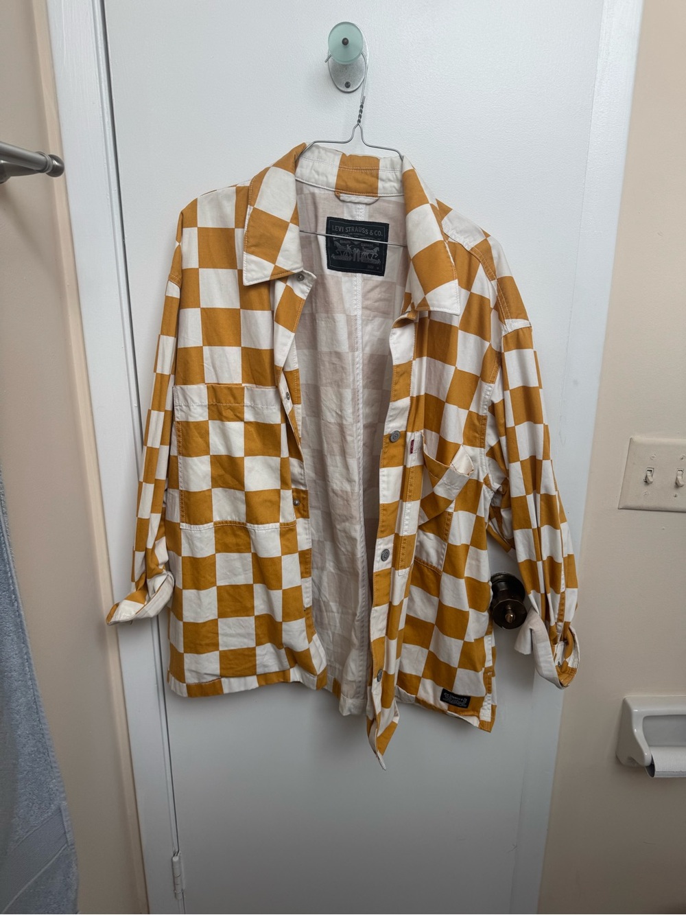 Levi's Mustard and White Checkerboard Shirt Jacket